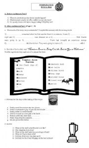 English worksheet: Pumpkin Juice by R.L Stine study guide