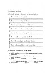 English Worksheet: There to be