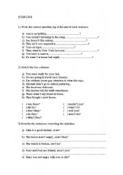 English worksheet: tag questions