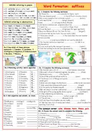 English Worksheet: Word formation: suffixes