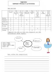 English Worksheet: Sophie´s weekly activities
