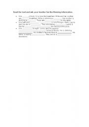 English Worksheet: missing information