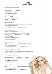 English Worksheet: Lucky, britney spears SIMPLE PRESENT