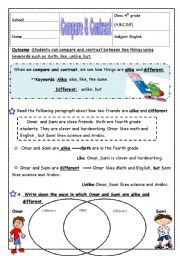 English Worksheet: compare & contrast