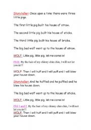 English Worksheet: The three little pigs