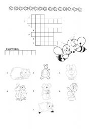 English worksheet: ANIMALS- crossword