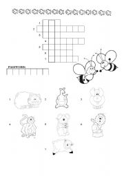 English Worksheet: ANIMALS- crossword