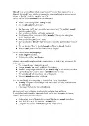 English worksheet: Use of already