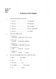 English Worksheet: Test - 3rd year of study