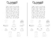 English Worksheet: CLOTHES- word searching