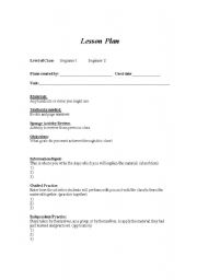 English Worksheet: Lesson Plan Template