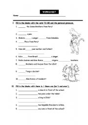 English Worksheet: VERB TO-BE