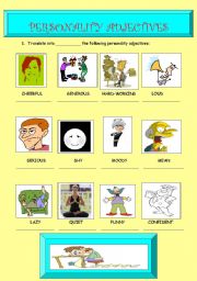 English Worksheet: PERSONALITY ADJECTIVES 1/4