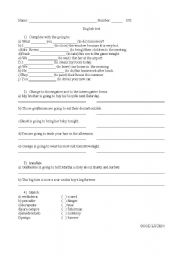 English Worksheet: Going to test