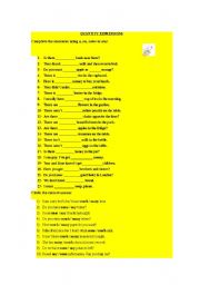 English Worksheet: quantity expressions