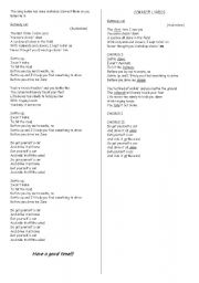 English worksheet: Audioslave - Getaway Car Exercises