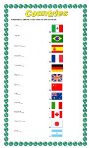 English Worksheet: COUNTRIES