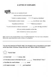 English Worksheet: A LETTER OF COMPLAINT - PRACTICE