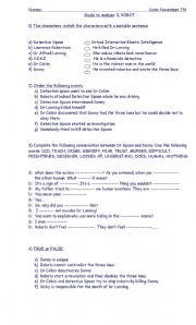 English Worksheet: guide to analyse the film I, Robot