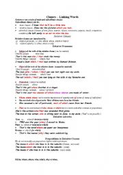 English worksheet: clauses and linking verbs