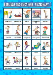 English Worksheet: FEELINGS AND EMOTIONS - PICTIONARY