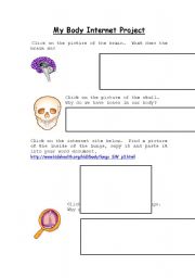 English worksheet: My body internet project