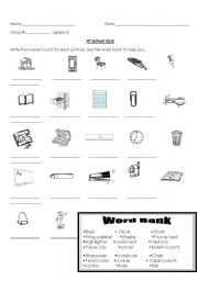 English Worksheet: Classroom objects and simple commands