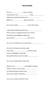 English worksheet: American Legends. Davy Crocket