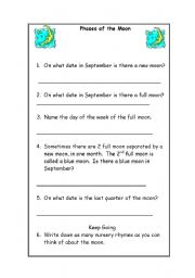 English worksheet: Phases of the Moon