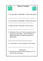 English Worksheet: Phases of the Moon