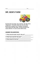 English worksheet: at the farm