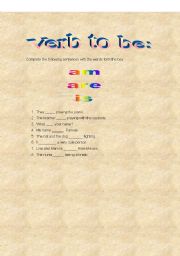 English worksheet: Verb to be