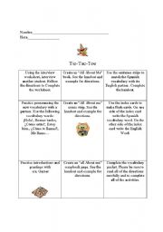 English Worksheet: Greetings Tic-Tac-Toe