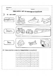 English Worksheet: Means of trasportation