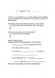 English worksheet: Used to