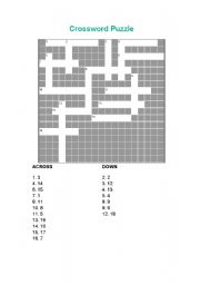 English Worksheet: Crossword for COMPARISON WORKSHEET 1 