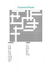 English Worksheet: Crossword for COMPARISON WORKSHEET 1 