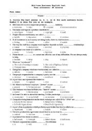 English Worksheet: Midterm Business English test 1