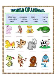 English Worksheet: World of animal