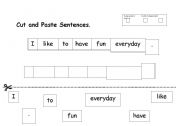 English Worksheet: Cut and Paste Sentence Words