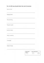 English worksheet: Basic Sentence Writing