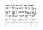 English worksheet: Find Someone Who... Sports and Hobbies