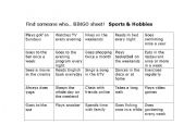 English Worksheet: Find Someone Who... Sports and Hobbies