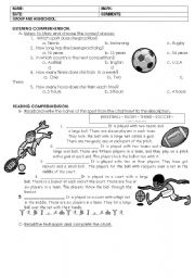 English Worksheet: sports