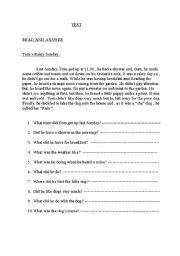 English worksheet: read and answer 