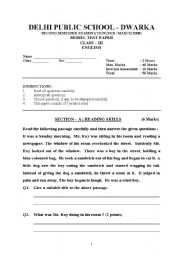 English Worksheet: English Comprehesion
