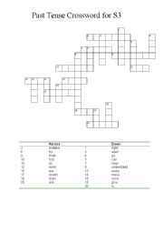 English worksheet: Past tense crossword