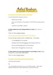 English Worksheet: Ordinal Numbers