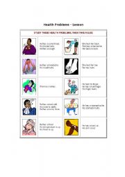 English worksheet: HEALTH PROBLEMS