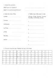 English Worksheet: Days of the Week